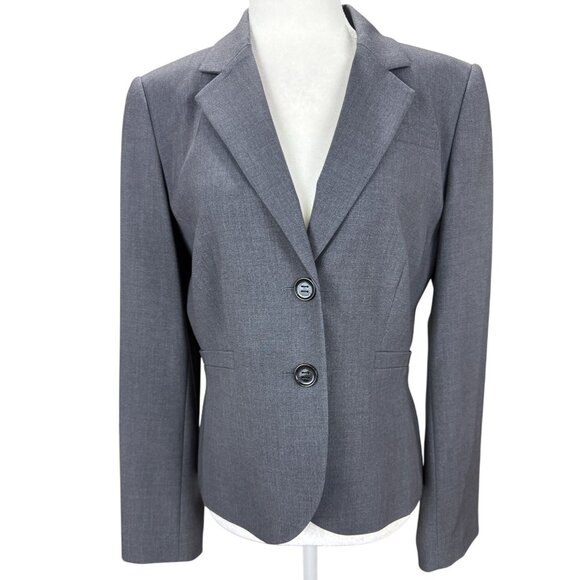 Calvin Klein Womens 8 Gray Stretch Suit Blazer Jacket Winter Chic Classic Office - Picture 2 of 10